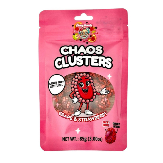 Chaos Candy Gummy Cluster - Grape & Strawberry (Pink) 48 x 85g