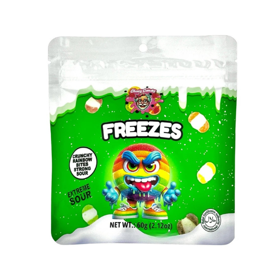 Chaos Candy - FREEZES Crunchy Extreme Sour Rainbow Bites - Green 24 x 60g