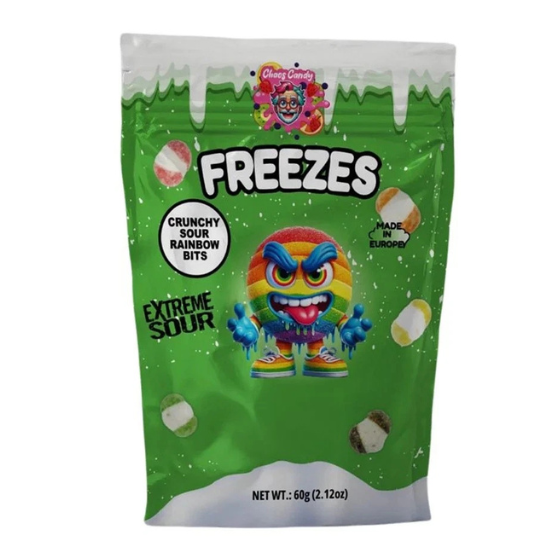 Chaos Candy - FREEZES Crunchy Extreme Sour Rainbow Bites - Green 24 x 60g